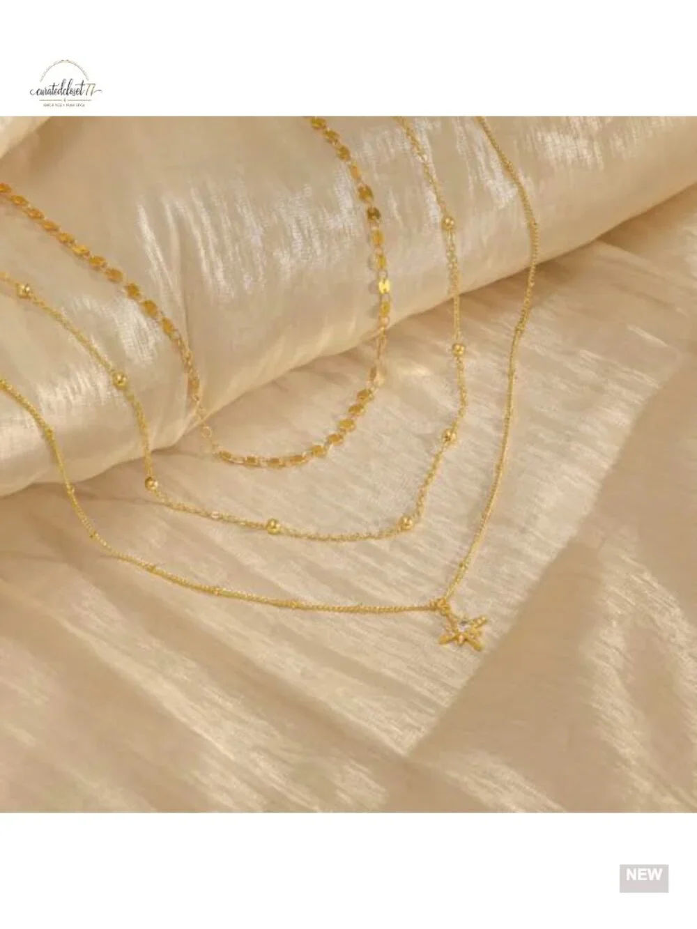 14K Gold Plated Layered Necklace Set Dainty Stacked Choker Pendant